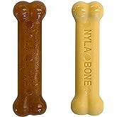 Nylabone Classic Puppy Chew Toy Twin Pack - Puppy Chew Toys for Teething - Puppy Supplies - Chicken & Peanut Butter Flavor, X