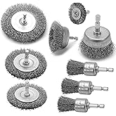 VIDICA Wire Brush for Drill Set 9Pcs,Abrasive Wire Wheel for 1/4 Inch Hex Shank, Wire Cup Brush for Drill, Coarse Crimped Carbon Steel Wire Brush Set for Removing Paint and Rust