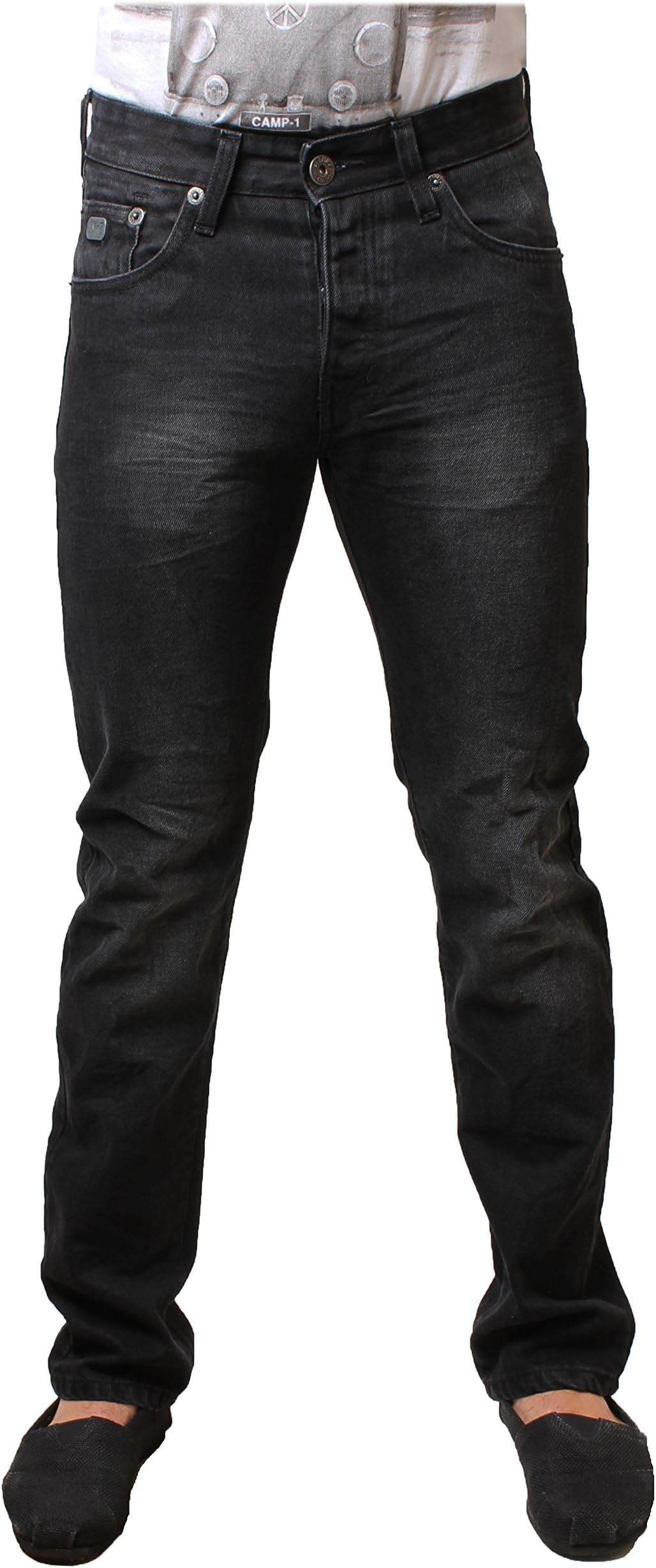 Emporio Seven Men's Selvedge Premium Denim Jeans Black Slim Fit Trousers Knight