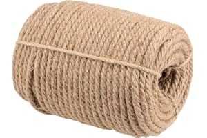 FUNSUEI 196 Feet 8mm Thick Jute Rope, Natural Hemp Rope Strong Jute Twine Heavy Duty Jute Rope for Hanging, Gardening, Campin