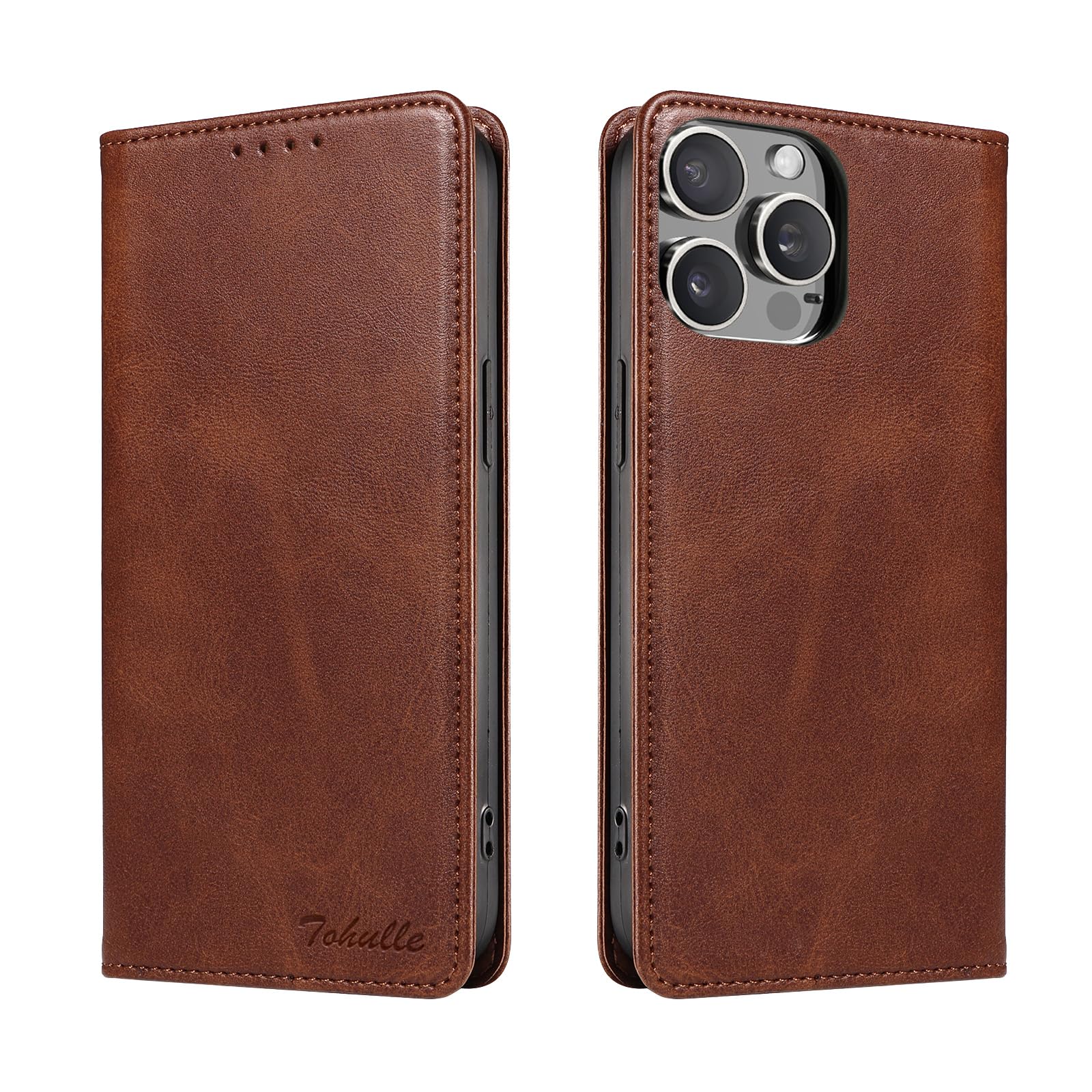 TOHULLE Case for iPhone 13 Pro Max, Premium PU Leather Wallet Case with Card Holder Kickstand Built-in Magnetic Closure Flip Folio Phone Cover for iPhone 13 Pro Max - Brown