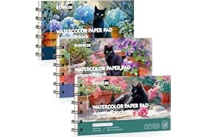 KOVIEDE Bloc de papier aquarelle 100 % coton – 30 feuilles de 8,9 x 14 cm à spirale 63,5 kg/300 g/m² Presse à froid Aquarelle