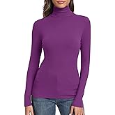 GEMBERA Womens Long Sleeve Turtle Neck Basic Slim Fitted Ribbed Knit Tops Thermal Shirts