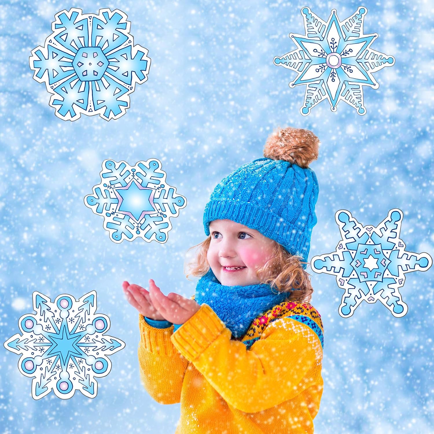 40 Pieces Snowflakes Cut-Outs Christmas Winter Theme Colorful Cutouts with Glue Point Dots for Winter Holiday Classroom School Bulletin Board Christmas Party Decoration - Image 5