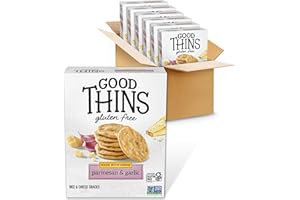 GOOD THINS Parmesan & Garlic Rice & Cheese Snacks Gluten Free Crackers, Bulk Snack Crackers, 6 - 3.5 oz Boxes