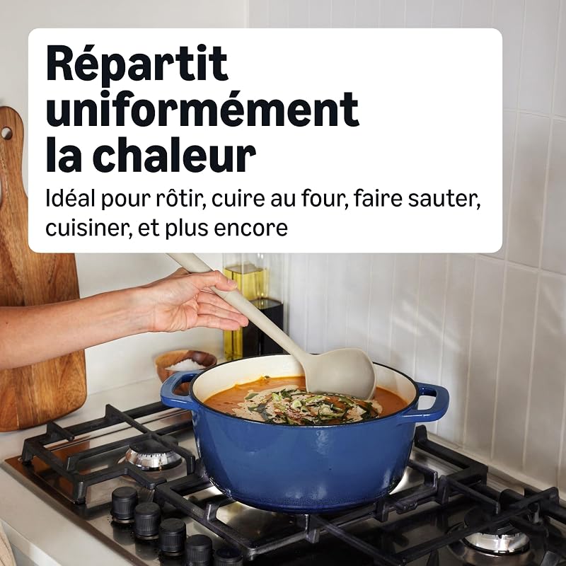 Cocotte Ronde en Fonte Emaillee avec Couvercle, 5,7 L, Bleu Marine
