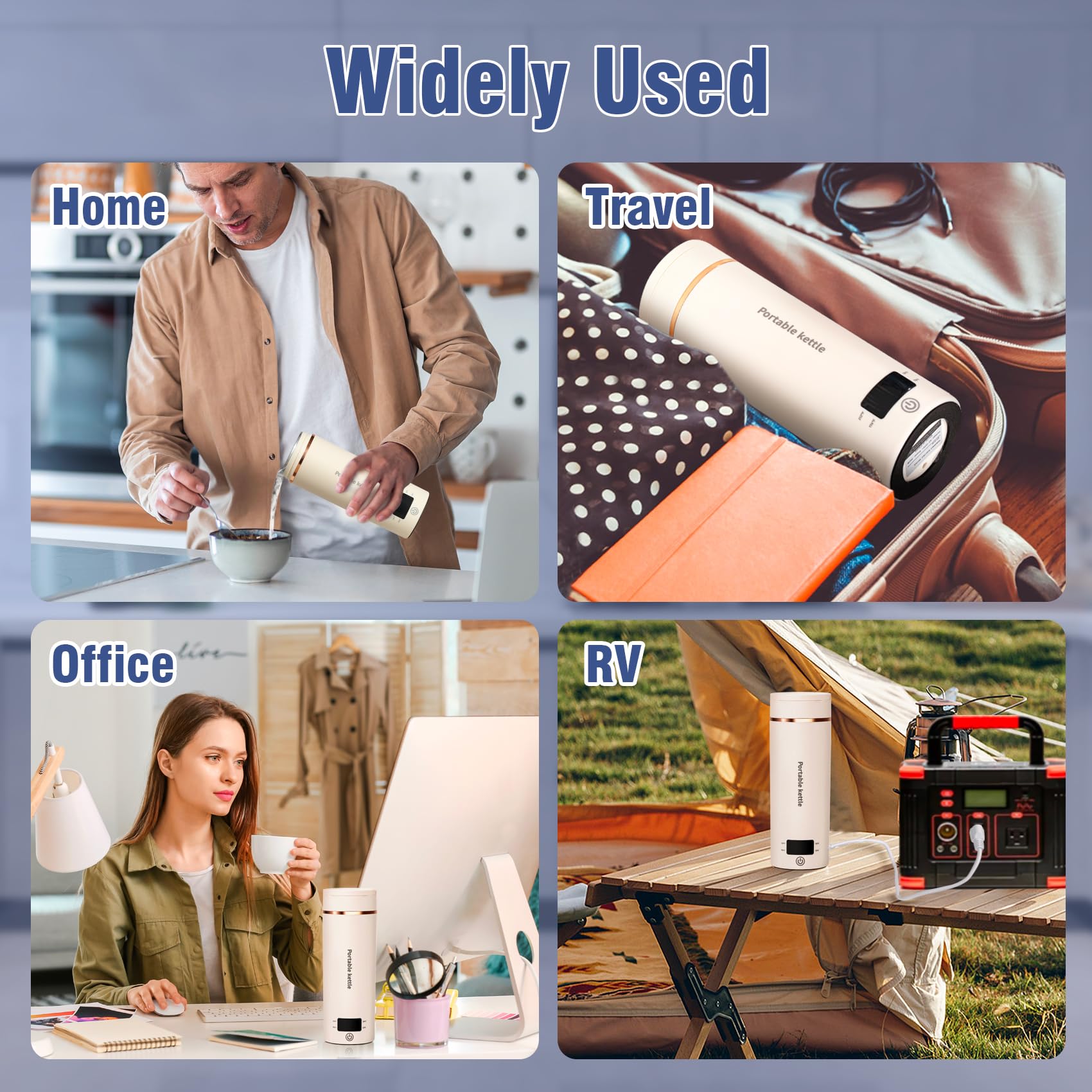 Travel Electric Kettle Portable Mini Kettle,Small Hot Water Boiler with 4 Temperature Settings,304 Stainless Steel,Fast Boiling Water with Auto Shut-Off and Boil Dry Protection (Beige, 400ML) - Image 7