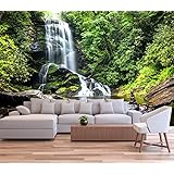 Reyhui 151''x105''Cascading Waterfalls in Forest Wall Mural Large Wallpaper Mural Wall Decor for Bedroom, Living Room, Kids R