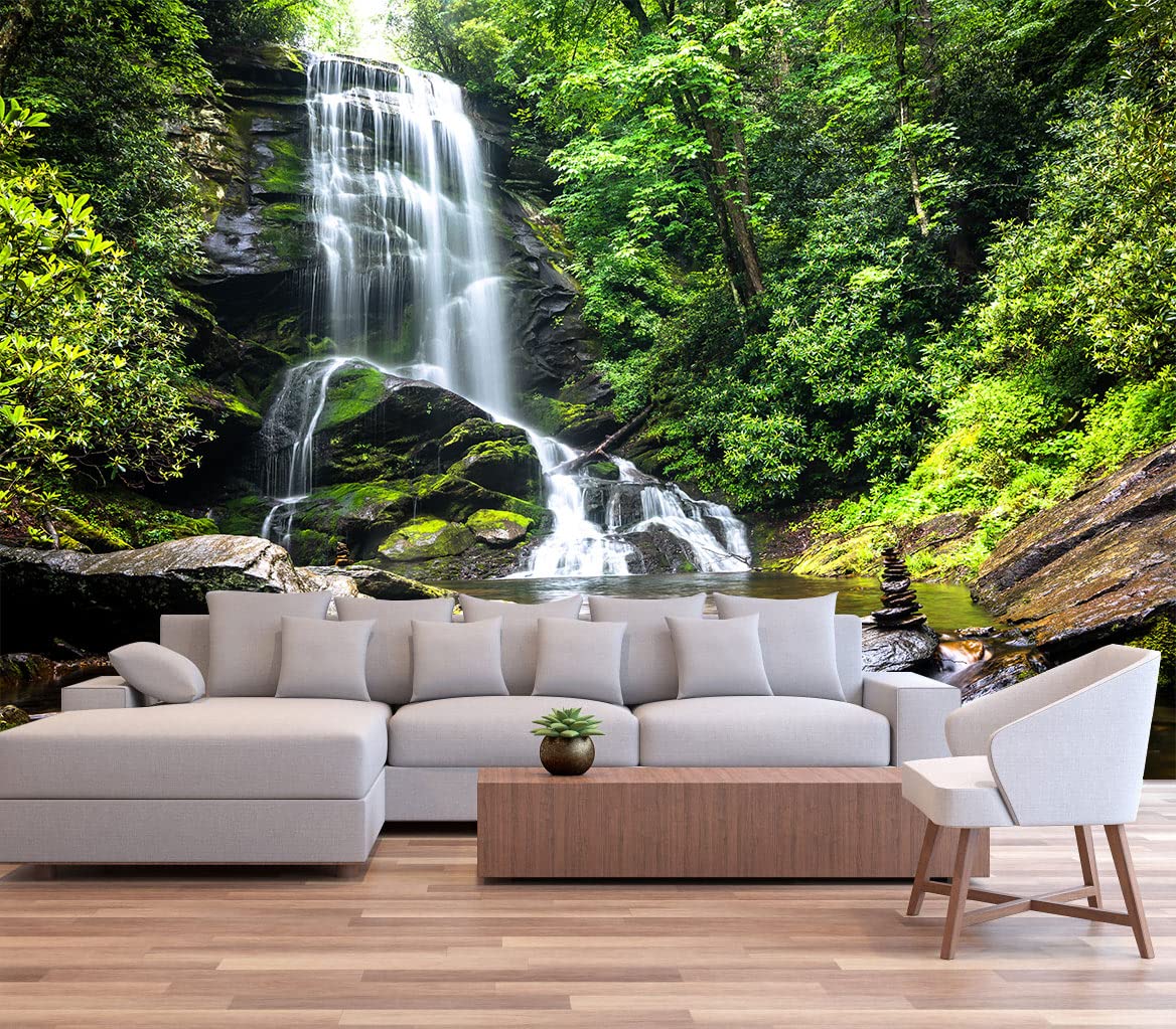 Photo 1 of ******PLEASE SEE NOTES !! ******Reyhui 151''x105''Cascading Waterfalls in Forest Wall Mural Large Wallpaper Mural Wall Decor for Bedroom, Living Room, Kids Room(Not Self-Adhesive)