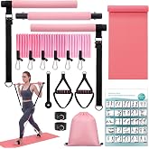 Nimbus Verse Pilates Bar Kit with Resistance Bands &amp; Yoga Mat for Woman | at Home Workout Equipment, Adjustable Exercise Bar, Full Body Workouts, Core, Strength, Stretching, Pilates Training, Pink