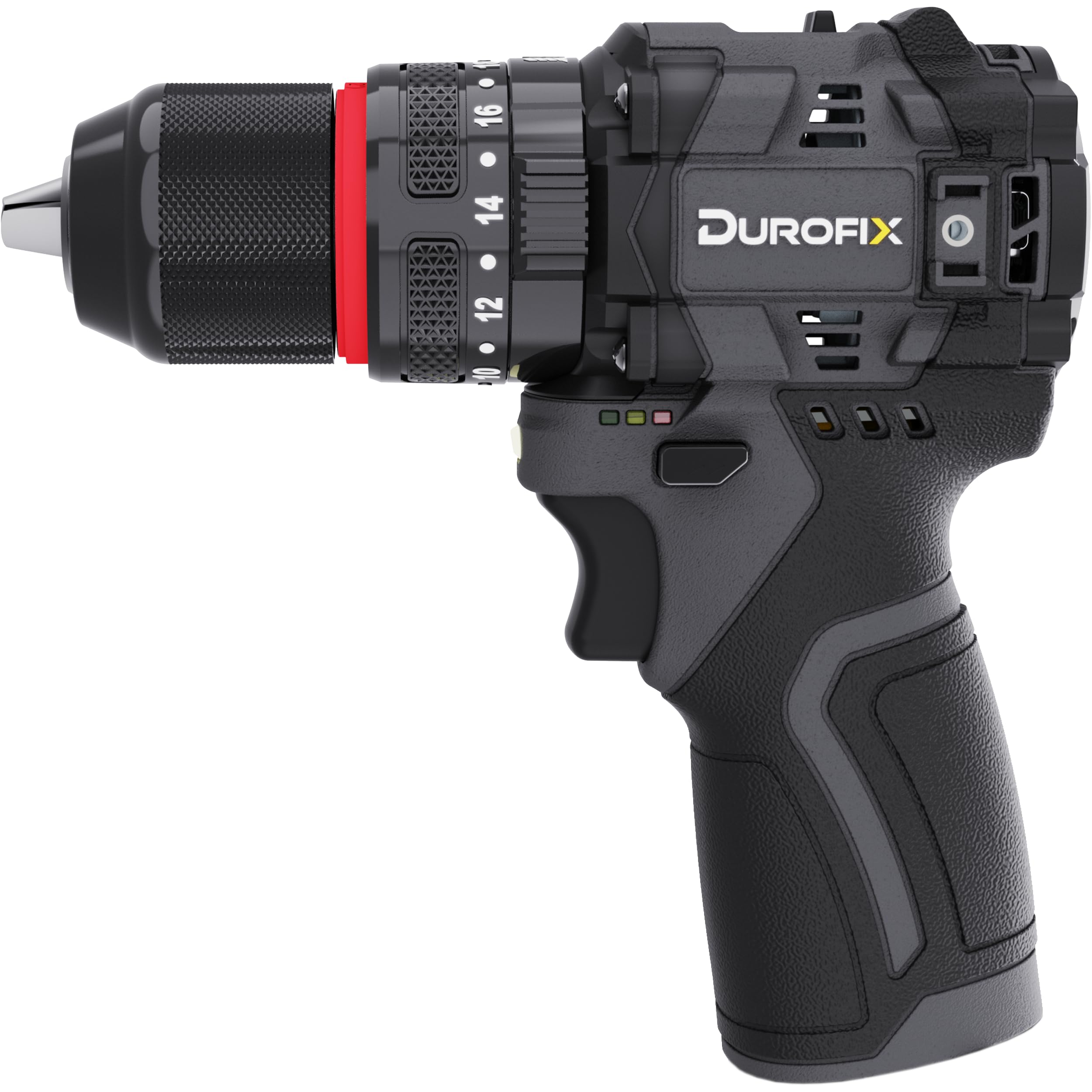 Durofix G12 Cordless Drill, 50Nm Combi Drill Driver, 1,800RPM 2 Speed Brushless Motor, 20+3 Torque Settings, 3/8" Chuck and LED Light - Tool ONLY
