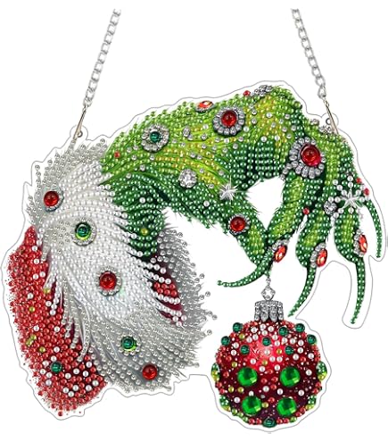 Pendentif De Noël En Diamant à Peindre - Décoration Murale Bonhomme De Neige Avec Chaîne, 20x20 Cm, Kit Créatif - 9