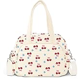 WOBAGMEN Lunch Box for Women,Insulated cherry Corduroy Lunch Tote Cute Lunch bag with Shoulder Strap, Multiple Pockets, Adult Teacher Nurse Bento Lunch Box for Women for work Picnic