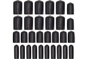 TAUKEALUGS 30pcs Black Pipe Post Bolt Screw Rubber Thread Protector Cover Vinyl Tube End Caps,Assorted 1/4-inch to 1/2-inch-3 Sizes