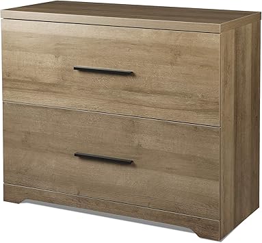 Amazon Com Devaise 2 Drawer Wood Lateral File Cabinet With Anti Tilt Mechanism Storage Filing Cabinet For Home Office Gray Oak Kitchen Dining