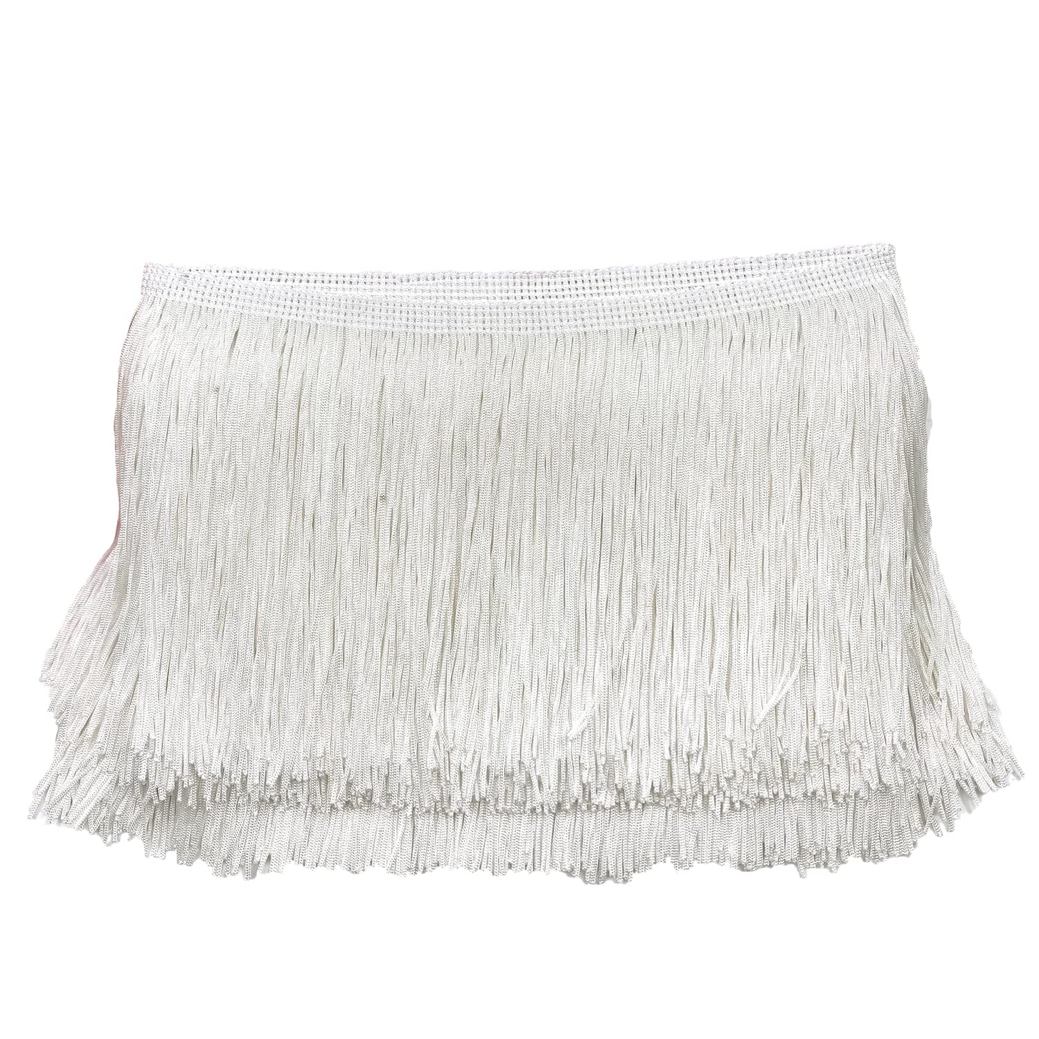 Duories 10 cm x 2 m Cream Fringe Border, Dance Fringe, Silk Tassel, DIY Crafts, Clothing, Curtains, Decoration