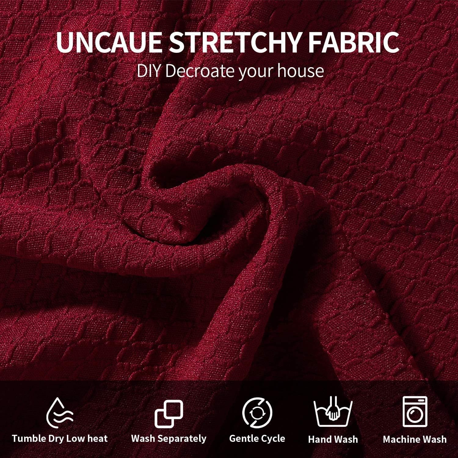 smiry Stretch Chair Seat Covers for Dining Room Burgundy Set of 6 Jacquard Dining Chair Seat Protectors Chair Slipcovers - Image 5