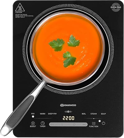 Daewoo 2200W Portable Induction Hob with 6 Presets & Timer