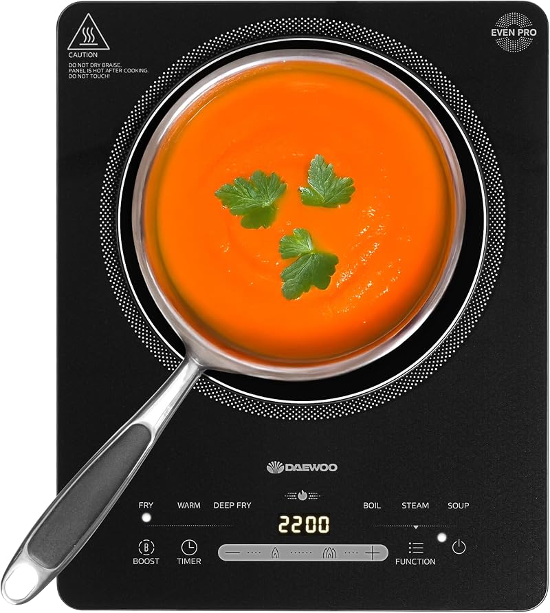 Daewoo 2200W Portable Induction Hob with 6 Presets & Timer
