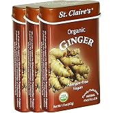 St. Claire's Organic Herbal Pastilles, (Ginger, 1.5 Ounce Tin, Bundle of 3) | Gluten-Free, Vegan, GMO-Free, Plant-based, Allergen-Free | Made in our Allergen-Free facility