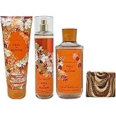 Bath & Body Works Fall In Bloom Trio Gift Set - Body Cream, Fragrance Mist and Body Wash - with a Clay Baby Bar Soap - Full Size