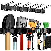 TIDYME Garage Wall Organizer | 48" Heavy-Duty Tool Storage Rack | Adjustable Double-Layer Hooks | 300 lbs Capacity | Carbon Steel Wall Mount Holder for Shovels, Rakes, Ladders & Power Tools
