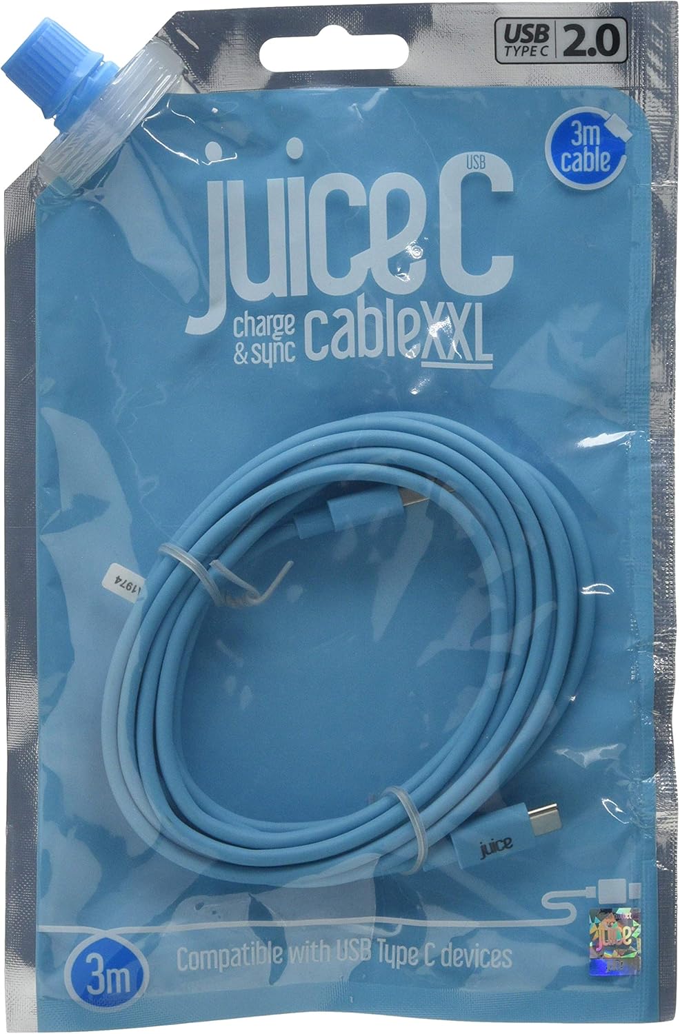 Juice USB Type C 3m Charger and Sync Cable for Samsung Galaxy S20, S10, S9, S8, S20 Plus, Huawei P30, P20, Sony