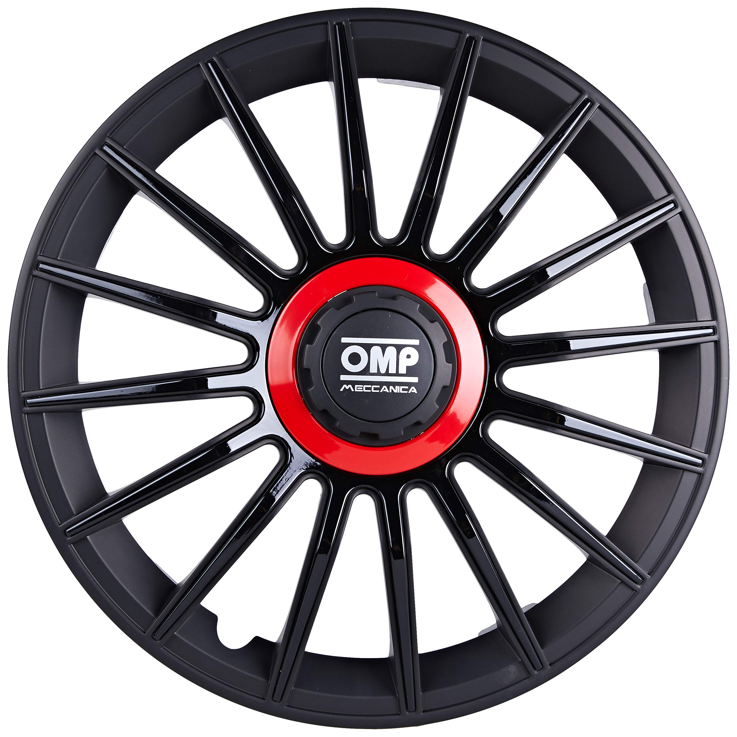 OMP OMP1318 Formula Wheel Covers, Black/Red, Set of 4, 13"