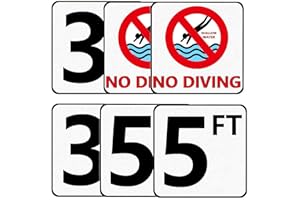 WOOTILE Swimming Pool Depth Marker Sticker No Diving Adhesive Pool Safety Marker 4 Pieces NO DIVING Pool Signs Decor Shallow Water 6 In with 4 inch lettering Vinyl Depth Markers Pool Warning Stickers