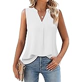 Timeson Women's Chiffon V Neck Sleeveless Blouse Tops Office Work Shirts