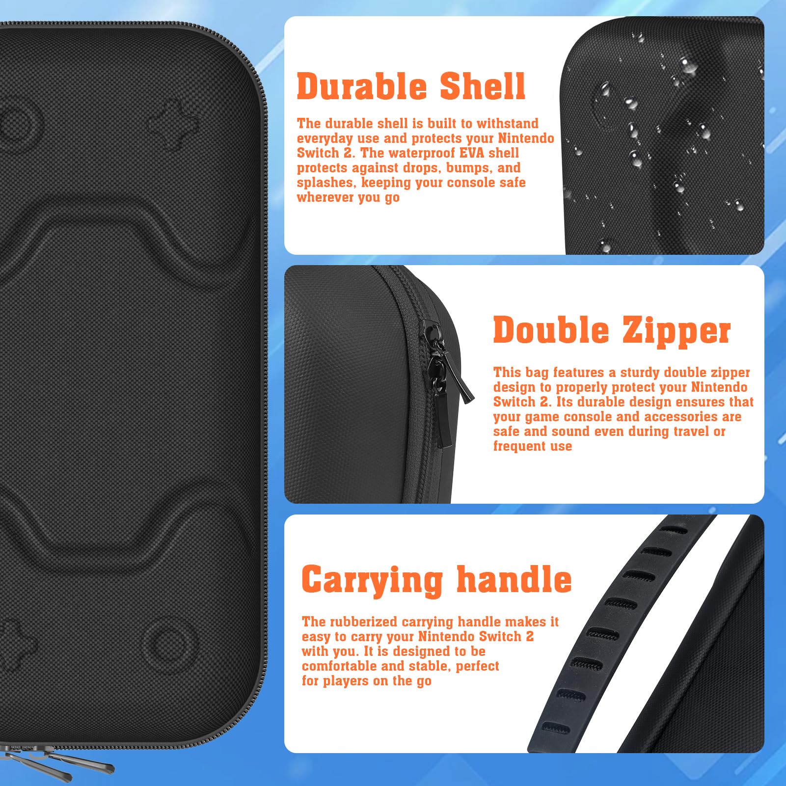 Tasche für Nintendo Switch 2 (2025) - Harte Tragetasche mit 24 Spielkarten-Fächern & Bracket, Zubehör Beinhaltet Reisetasche für Nintendo Switch 2,Displayschutz,Transparente Schutzhülle,Daumengriff 5