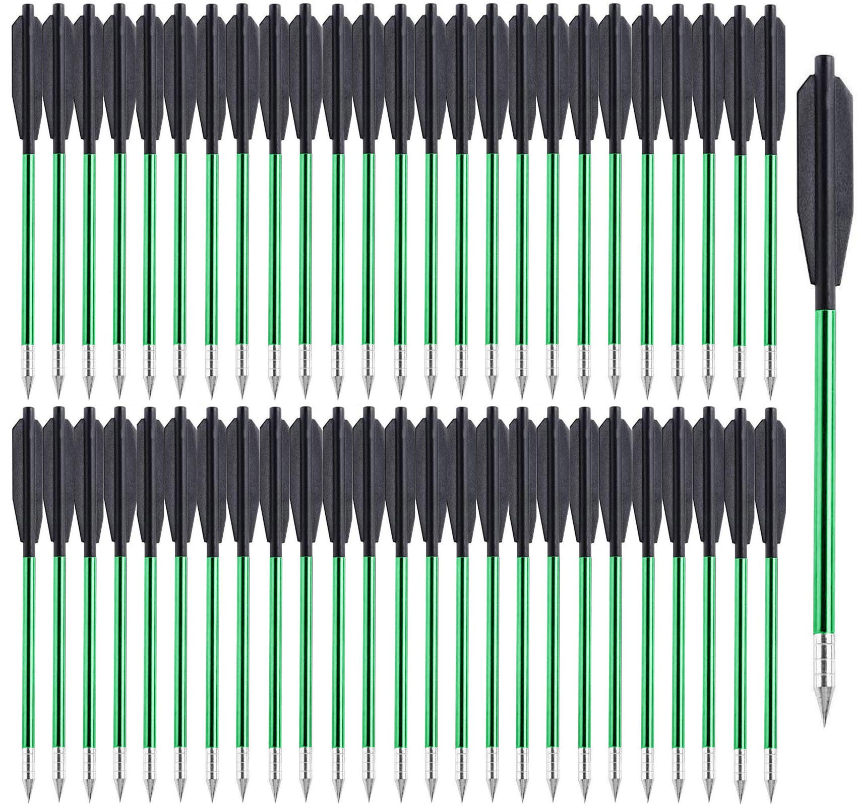 PMSM Aluminum Crossbow Bolts 6.5 inch Mini Crossbow Arrows with High Impact Bolts for 50lbs-80lbs Pistol Crossbow Fishing Hunting Target Shooting Practice 24/36/60 Pcs (60PCS)