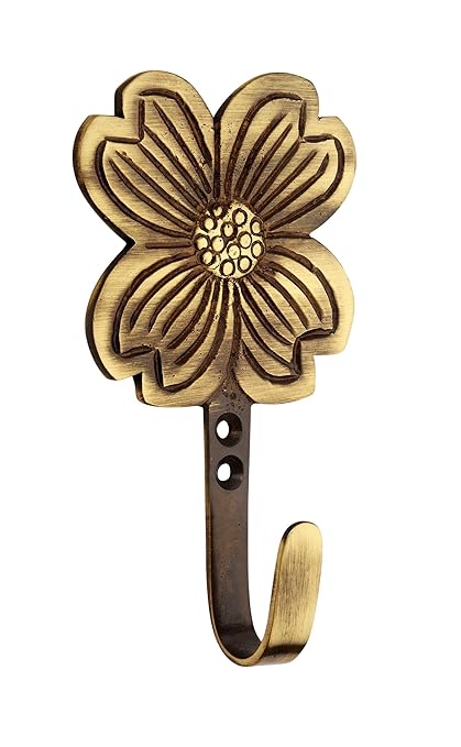 Hobknobs Flower Antique Brass Wall Robe/Coat/Clothes Hook