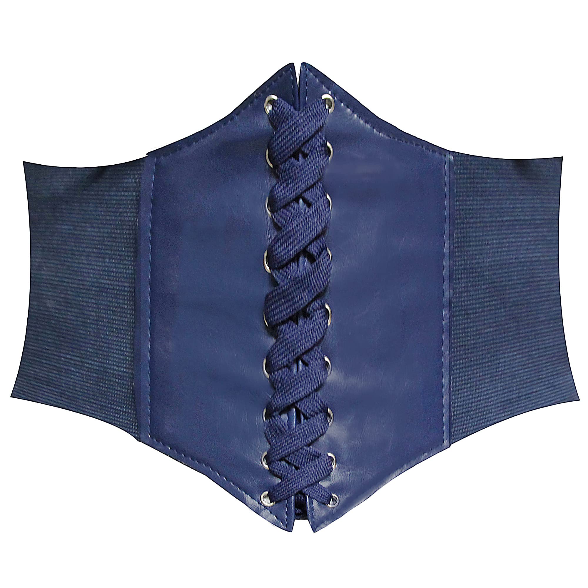 HANERDUN Lace-up Corset Elastic Retro Cinch Belt Waist Belt Four Sizes, Navy Blue, M