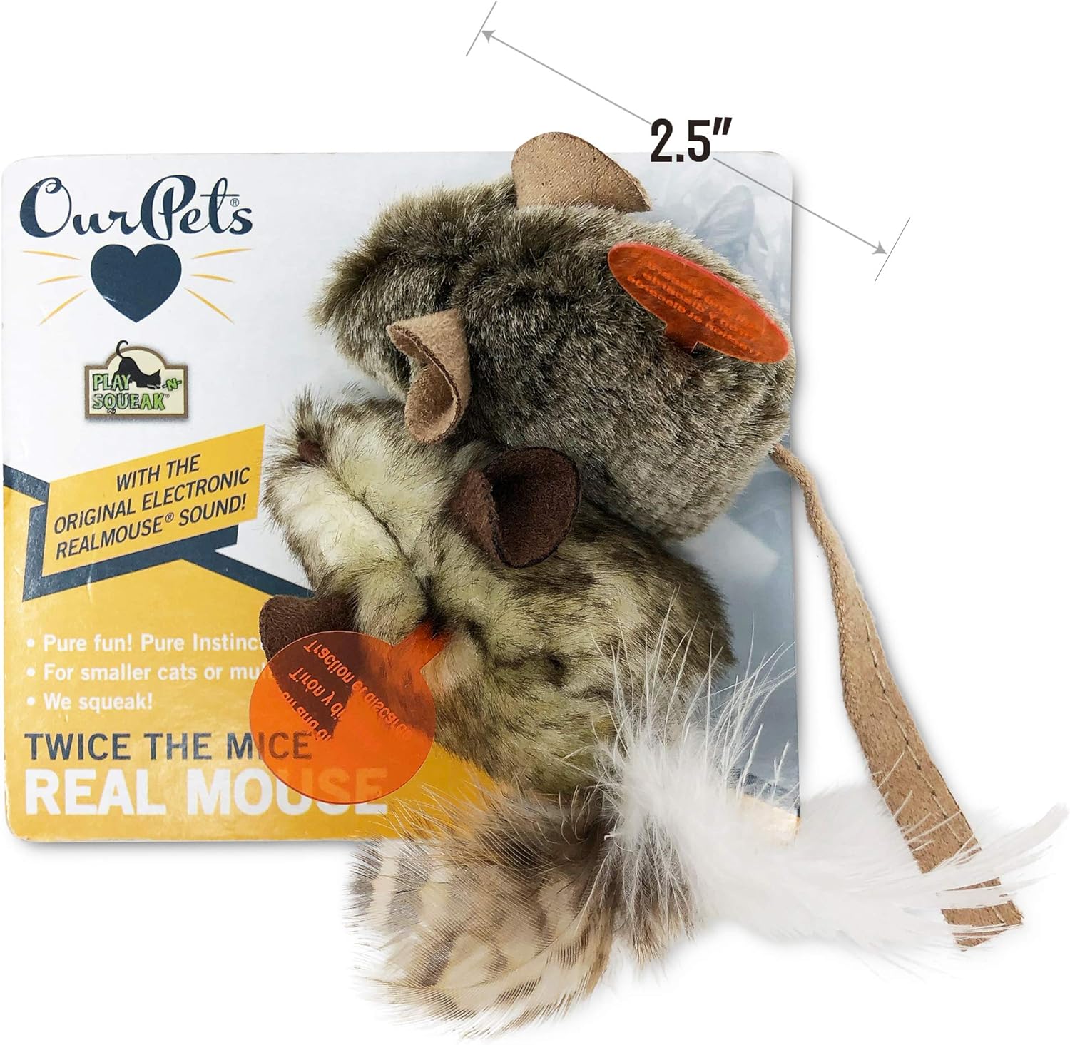 OurPets Play-N-Squeak Twice the Mice Cat Toy, 2pc (Interactive Cat Toy, Catnip Toy, Catnip Toys for Cats, Real Mouse Electronic Sound, Catnip, Cat Toys) : Pet Mice And Animal Toys : Pet Supplies