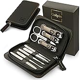 9 Pcs Manicure Set for Men & Women – Stainless Steel Manicure & Pedicure Kit with Travel Nail Grooming Case, Nail Clippers, Cuticle Tools – Gift-Ready Mens Manicure Kit & Womens Grooming Set