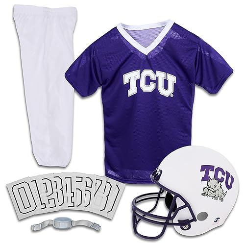 Franklin Sports TCU Horned Frogs Kids College Football Uniform Set - NCAA Youth Football Uniform Costume - Helmet, Jersey & Pants Set - Youth Small