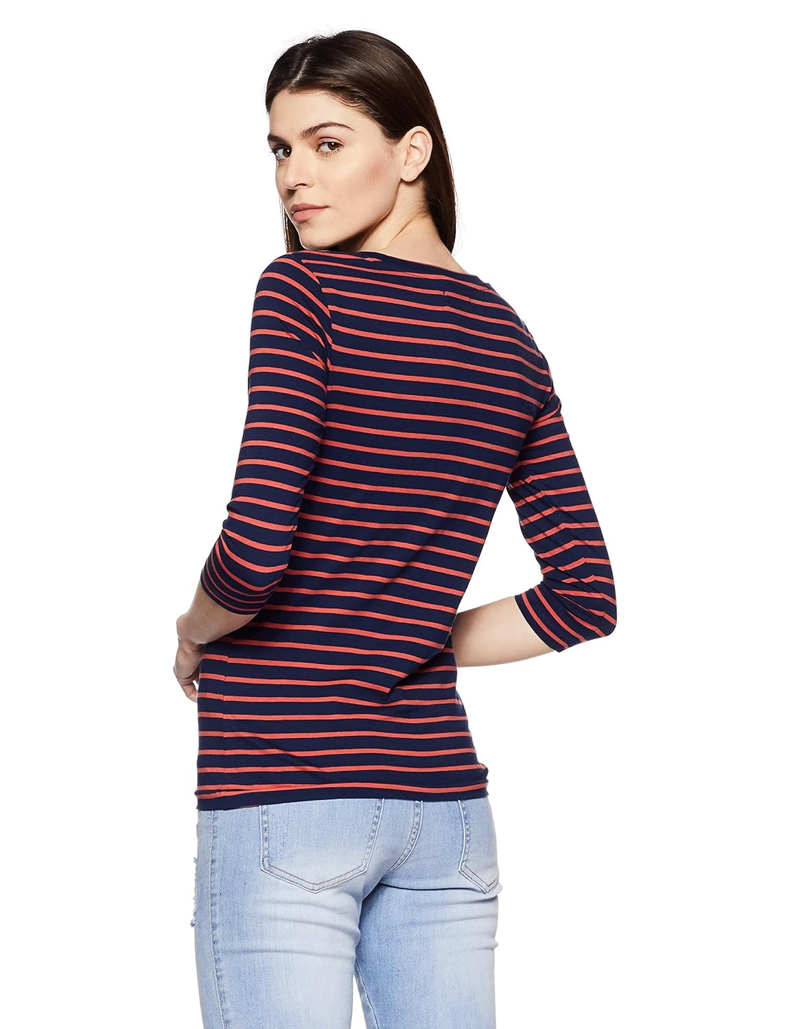 symbol amazon brand women's striped regular fit t-shirt