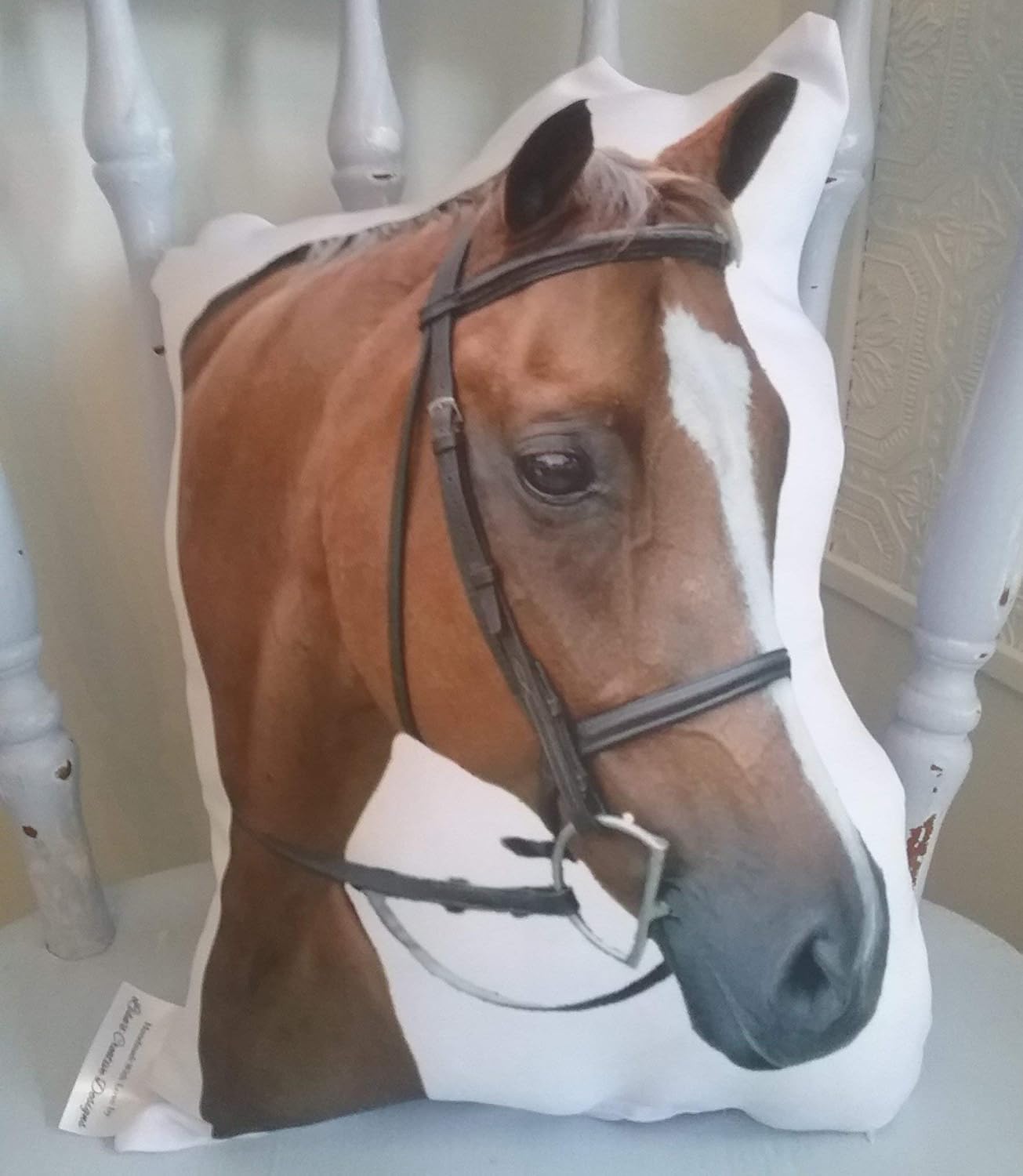 Handmade Personalized Horse Photo Pillow, Horse Head Portrait Pillow, Horse Shaped