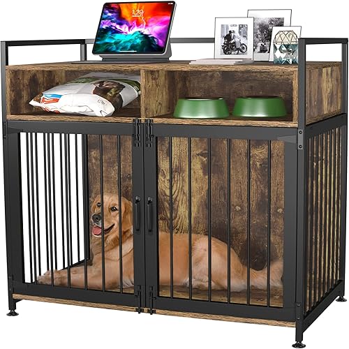 GDLF Dog Crate Furniture-Style Cages for Dogs Indoor Heavy Duty