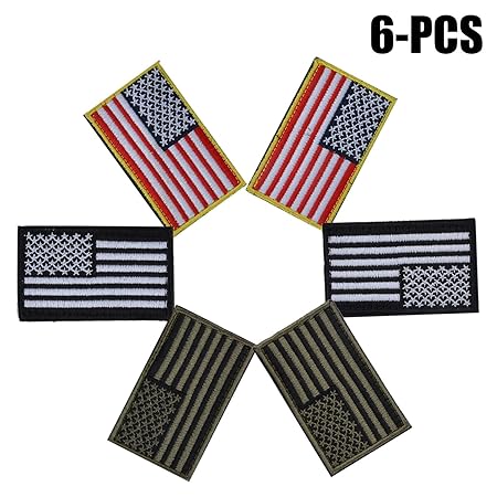 Funpa US Flagge Aufnäher, 6 Stück Airsoft Patches Abzeichen Klett Patches Gestickte Grenze Tactical Military Aufkleber Tags f