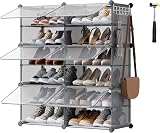 SONGMICS Interlocking Shoe Rack 6-Slot Modular Storage Cabinet Slate Grey