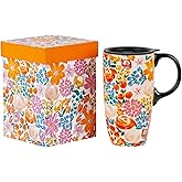 Topadorn 17oz Ceramic Travel Mug with Lid & Handle, Porcelain Coffee Cup with Gift Box, Dishwasher & Microwave Safe, for Latte,Tea, Cocoa, Milk, Home & Office