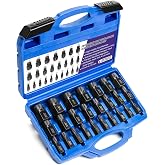 LLNDEI Screw Extractor Set Hex Head Easy Out Bolt Extractor 25 Pieces | CR-MO, EZ Out Rounded Screw Remover, 1/8 Inch to 7/8 Inch in 1/32-Inch Increments, Stripped Fastener Tool