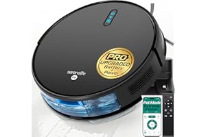 SereneLife Smart Robot Vacuum Cleaner and Mop Combo, Pro Edition with Upgraded Battery, Extreme Suction, Internal Water Tank - App Control, Ideal for Pet Hair, Carpet and Hard Floors, Black