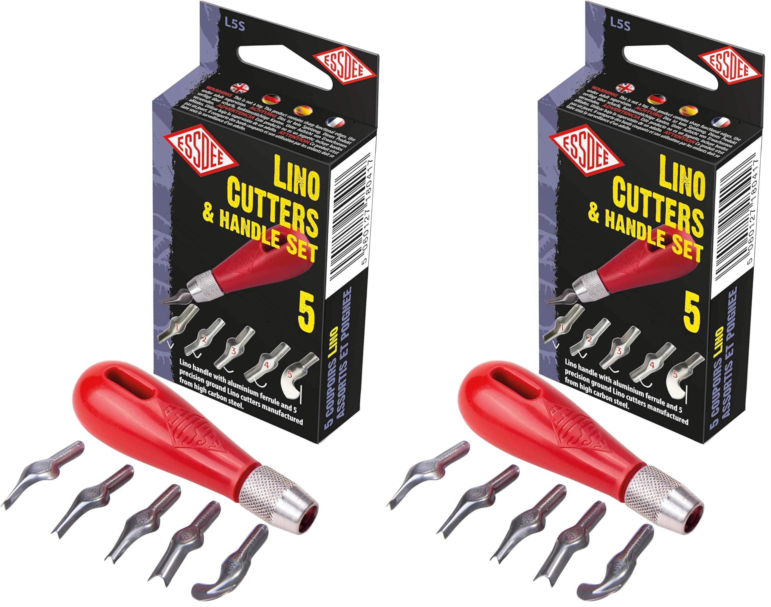 ESSDEE Five Lino Cutters and Handle Set (Lino Cutter Styles 1 to 5) (Pack of 2)