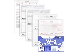 DUTYMARK W2 Tax Forms for 2025 4 Part, IRS-Compatible 4 Part W2 Tax Forms for 25 Employees - Kit of Laser Forms with 3 W3s, Compatible with Quickbooks Software & Laser, Inkjet Printers,