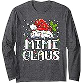 Mimi Claus Christmas Lights Pajama Family Matching Long Sleeve T-Shirt