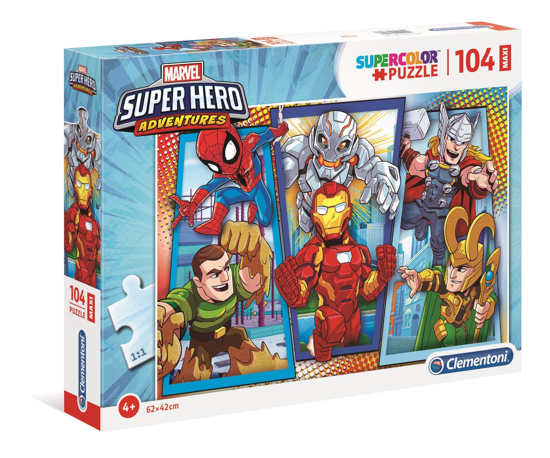 Clementoni - 23746 - Supercolor Puzzle - Marvel Super Hero Avengers - 104 maxi pieces - Made in Italy - jigsaw puzzle children age 4+