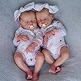 ADFO Lifelike Reborn Baby Dolls Twins, 17 inch Soft Vinyl Baby Dolls Sleeping Realistic Newborn Real Life Baby Boy Twins Girl Dolls with Clothes and Toy Gift for Kids Age 3+